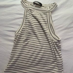 white and black halter tank top